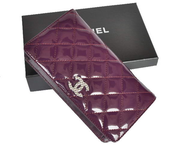 Fake Chanel Patent Leather Bi-Fold Wallet A31508 Purple Online